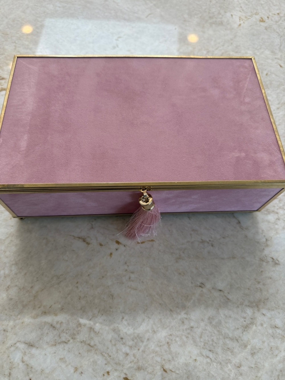 Pink Velvet Jewelry Box with Tassel Trim